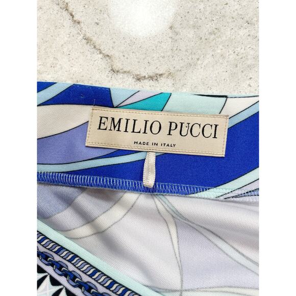 Emilio Pucci Printed Jersey Silk Knee Length Dress Blue Purple Sz 12 - Picture 13 of 13